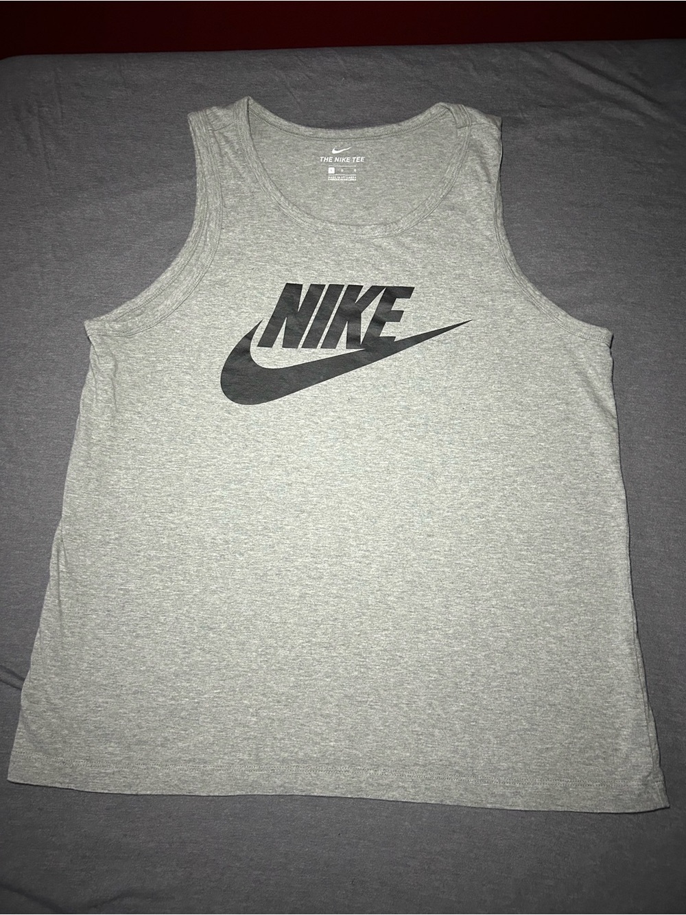 Nike Gray Tank Top with Black Swoosh Logo